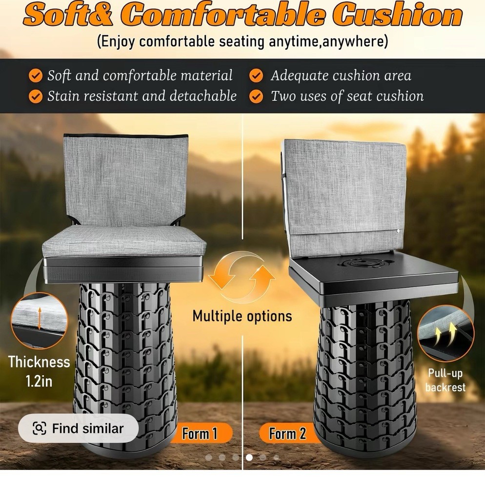 2026 Upgraded Collapsible Stool with Backrest & C