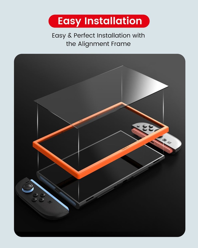 For Nintendo Switch 2 Tempered Glass Screen Protector With Plastic Frame