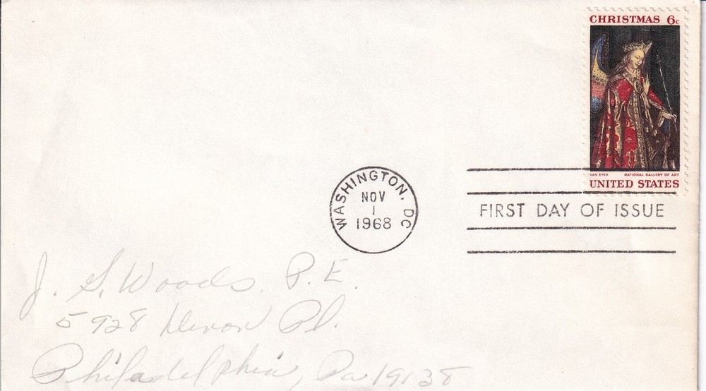 STAMP US SCOTT 1363 "Christmas Angel Gabriel" 6 CENT 1968 FDC - E