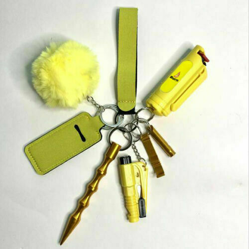 3 PACK BURN Pepper Spray Self Defense Keychain Yellow Security Case Molded
