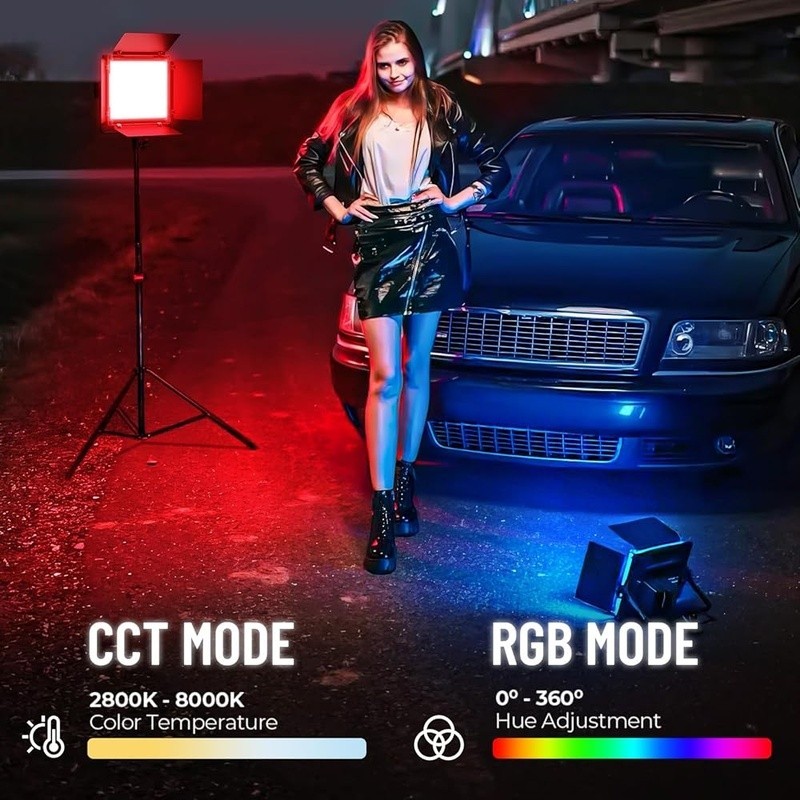 RGB Video Light W/ Adjustable Color Temperature 10 Effects Wireless Control New