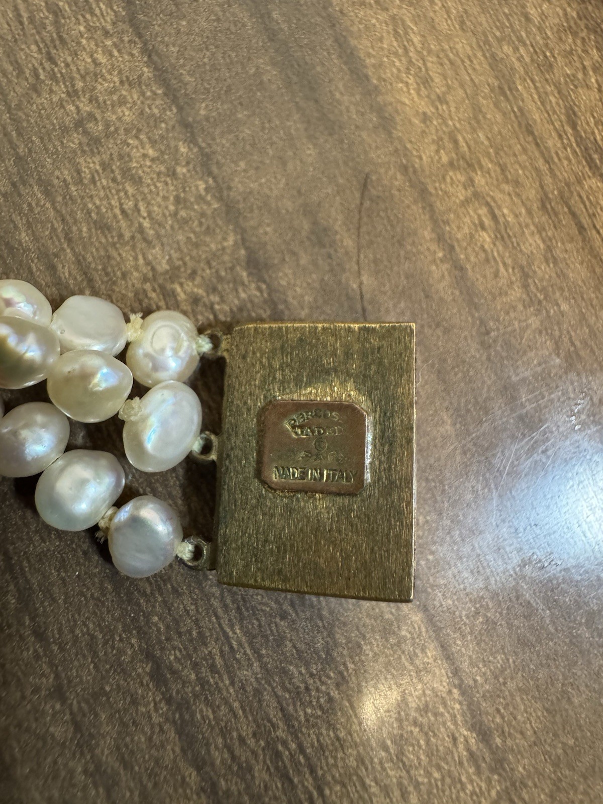 Percossi Papi Marked Jaded Jewel And Enamel Pearl Moonstone Bracelet 7 Inch