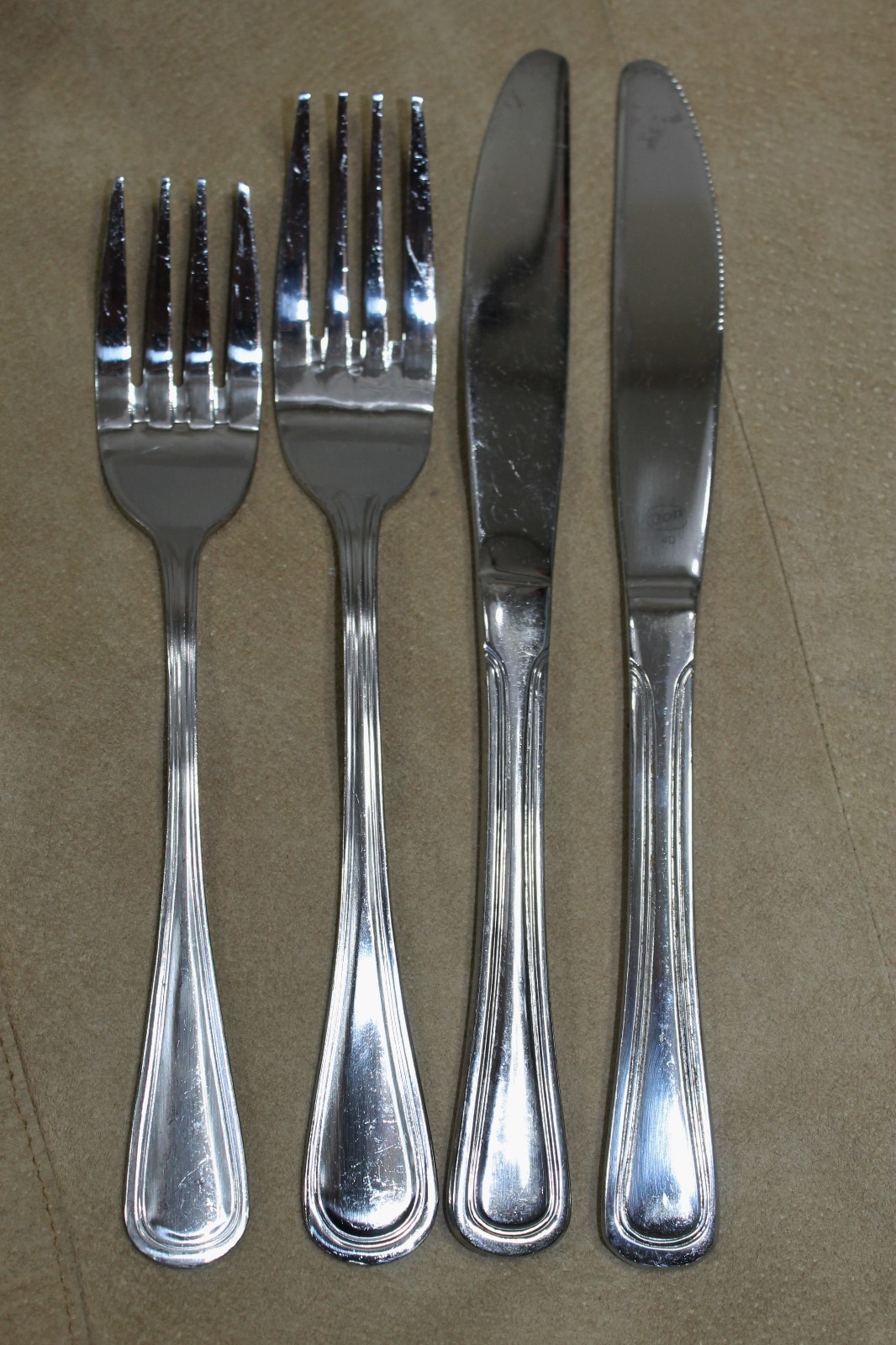 Lot DON Stainless Flatware 18 Knife 5 Lg Fork 5 Sm Fork Restaraunt Catering
