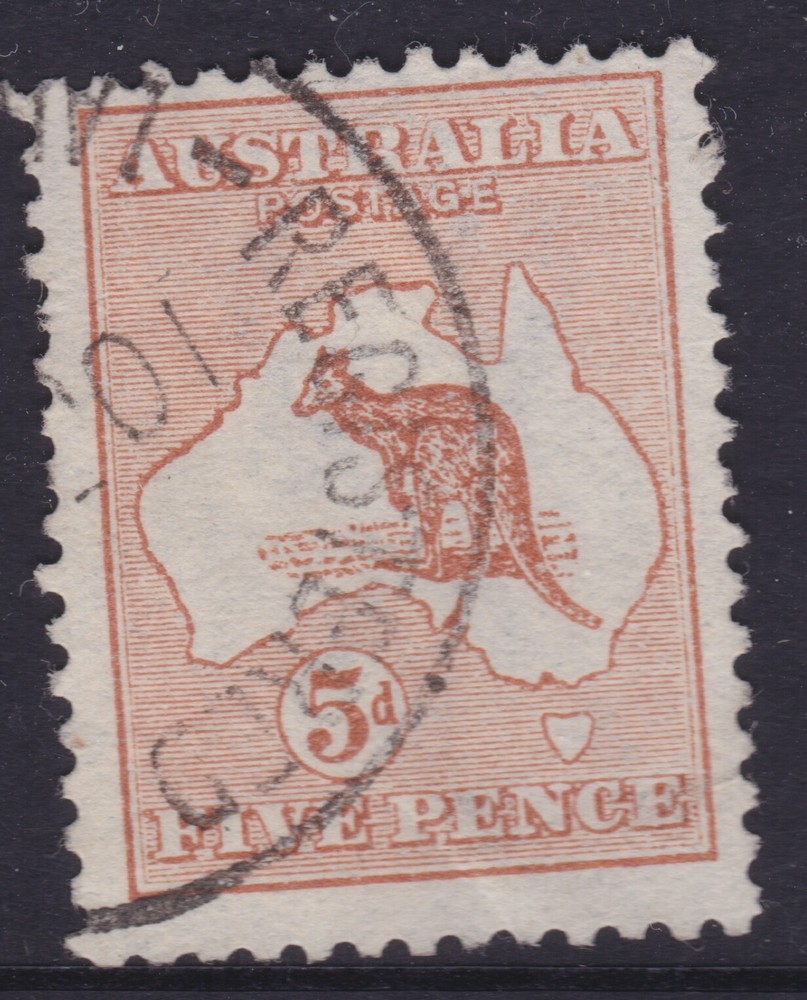 1913 Australia Roo Kangaroo 5d Chestnut REGISTERED CDS