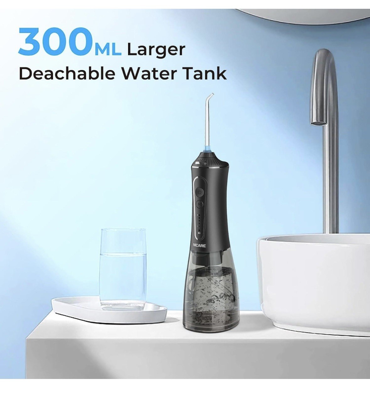 Cordless Rechargeable Water Dental Flosser Oral Irrigator with 5 Modes & 5 Tips