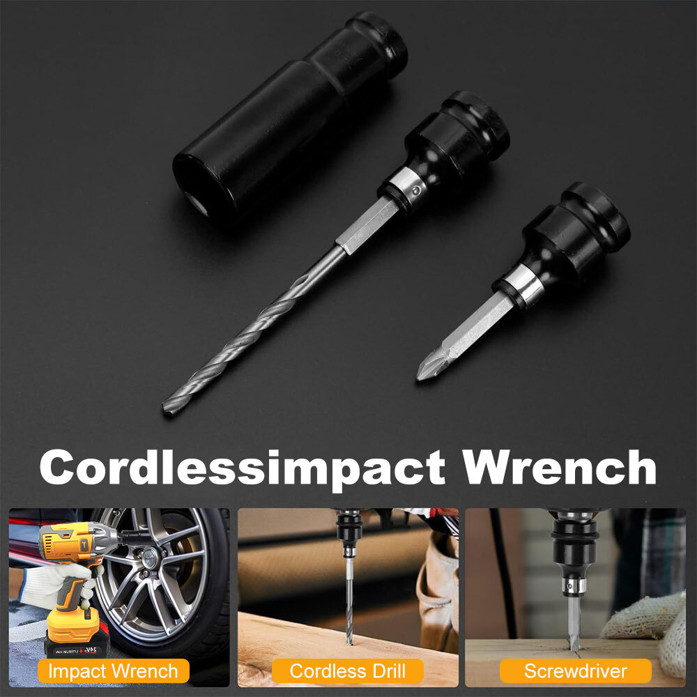 3 IN 1 Cordless Electric Impact Wrench Gun Power Drill Kit 12000RPM w/ 2 Battery