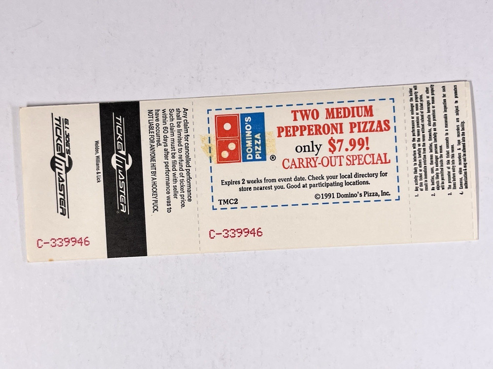 Neil Young Unused Ticket Original Ampitheatre September 18th 1992