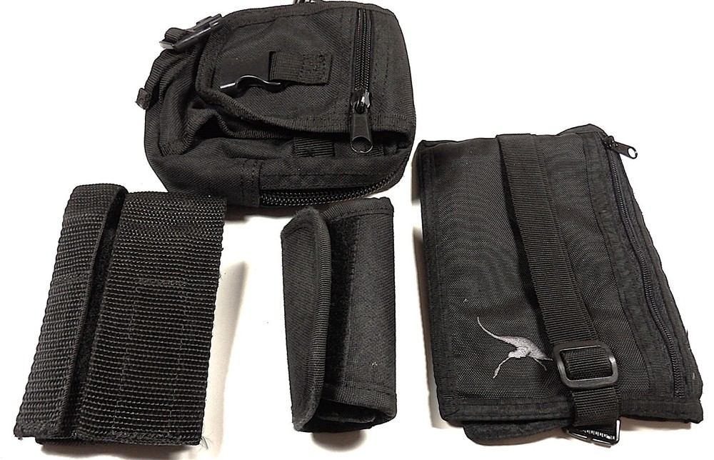 4 MIXED BRAND BLACK TACTICAL POUCHES