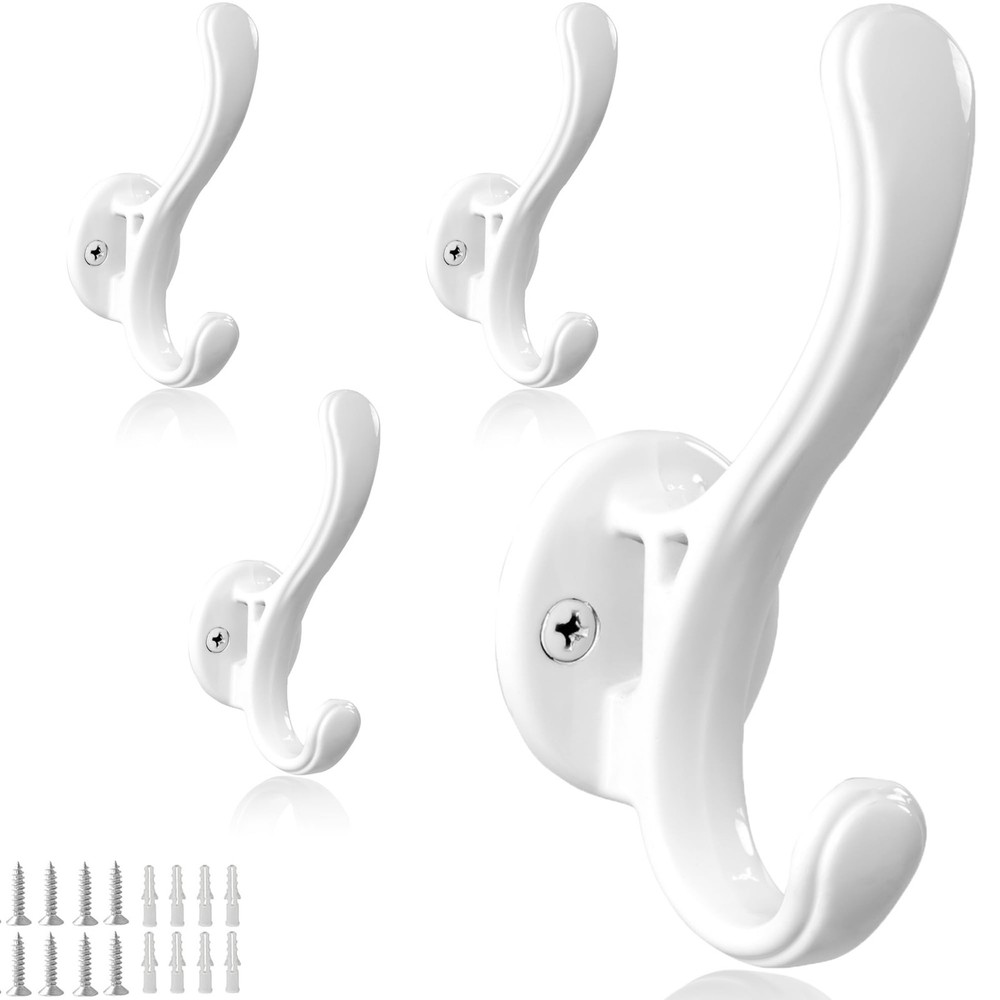 Coat Hooks Wall Mount, Hooks for Hanging Heavy Duty, Double Hook Wall Mounted...