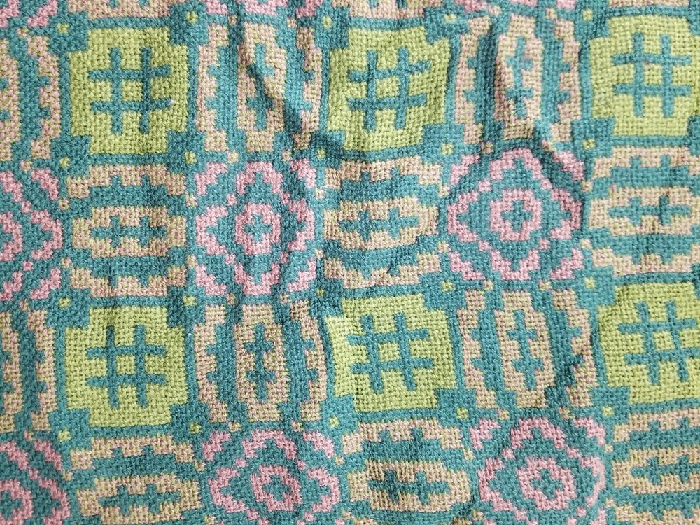 Vintage Welsh Wool Tapestry Blanket Reversible 227x146cms