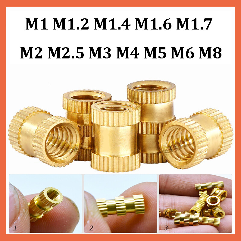 Knurl Insert Nut Round Metric Brass Solid Embedded Threaded M1 M1.2 M1.4 M1.6-M8