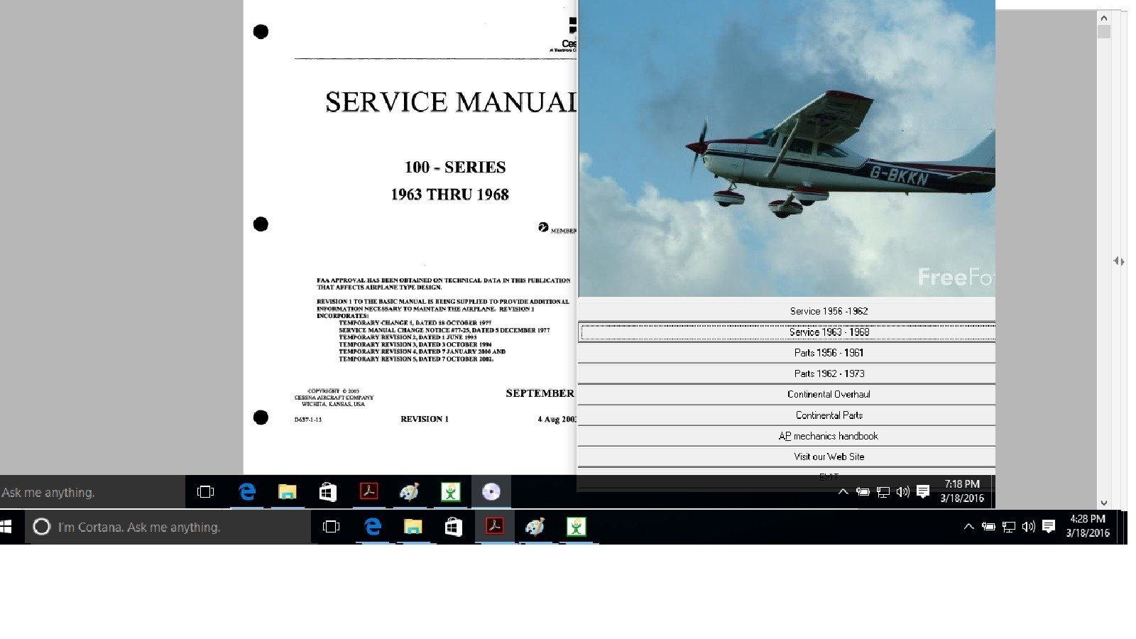 Cessna 182 service maintenance  manual set n engine 1956 - 1968  w A/Ds