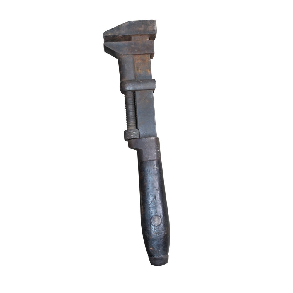 Antique Wood Handled Pipe Wrench Monkey Wrench 14"