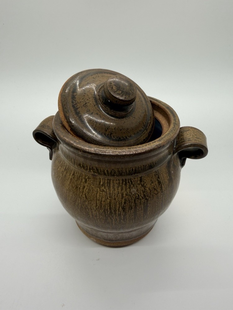 Handmade Stoneware Earthenware Pottery Snall Lidded Jar By Corey