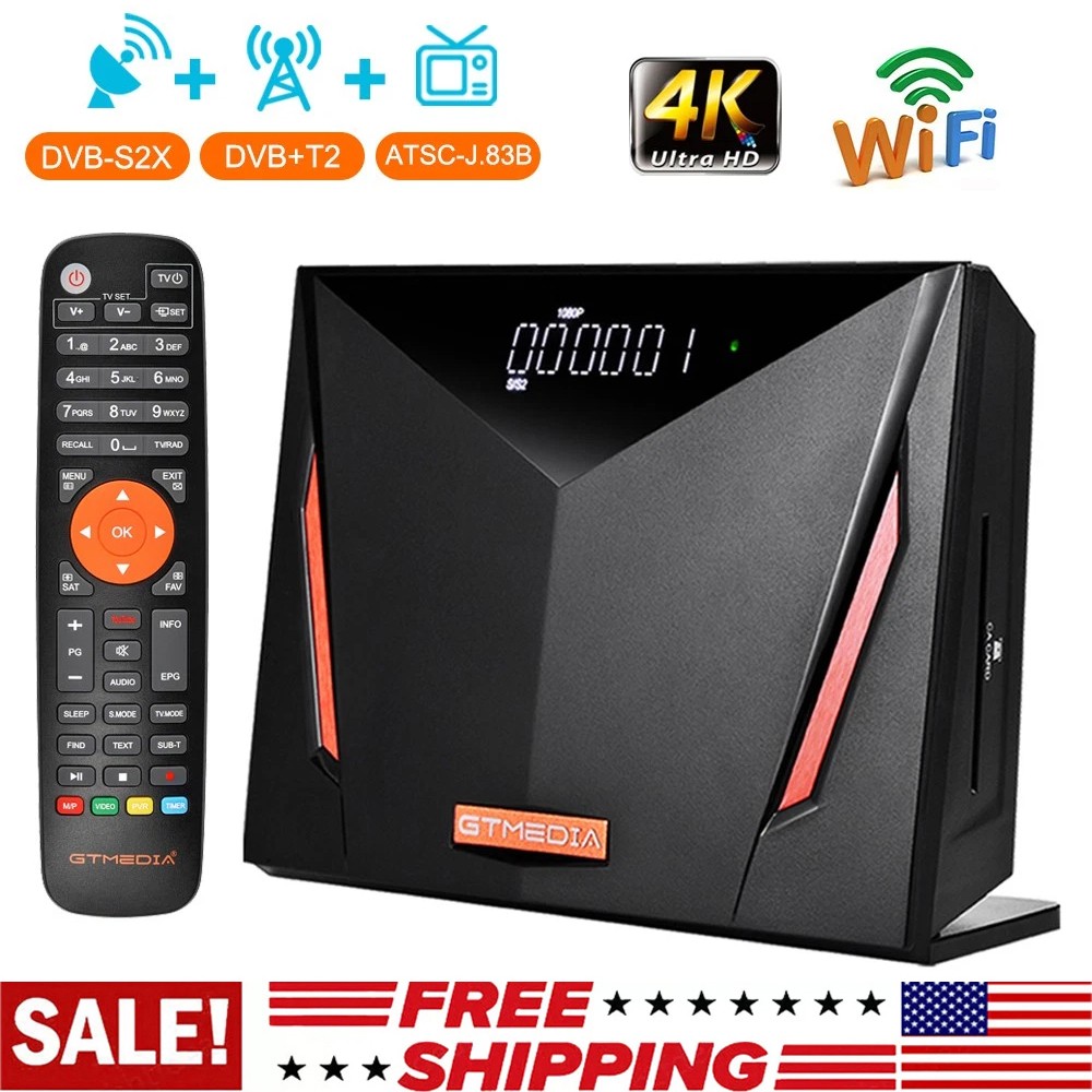 4K UHD FTA DVB-S2/S2X/T2/ATSC-J.83B Satellite TV Receiver Twin Tuner Decoder Box