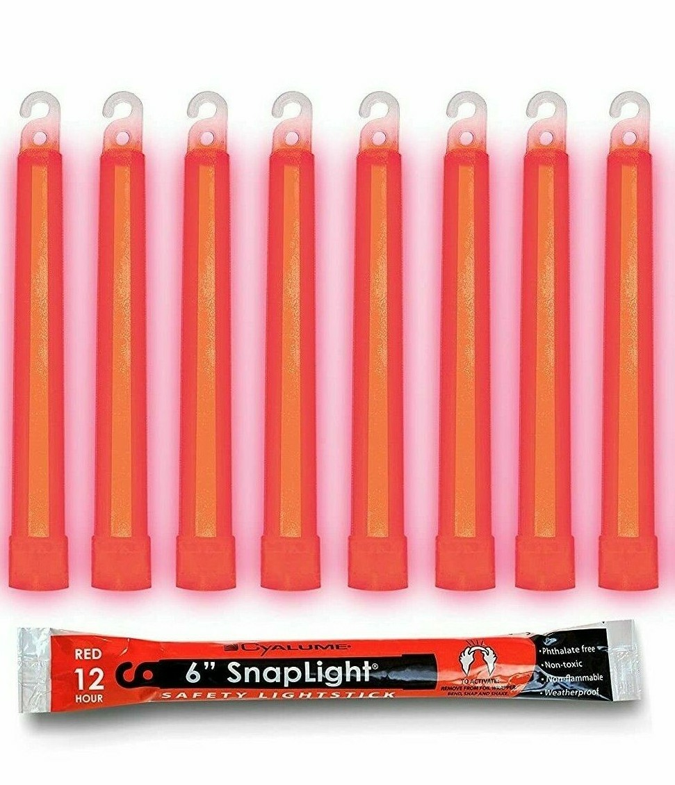 LOT OF 8 Cyalume Red Light Sticks 12 HR SURVIVAL PREPPER BUG OUT EMP EX 10/2026