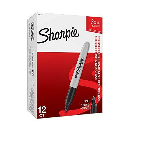 Sharpie Super Permanent Markers, Fine Point, Black, 12 Count