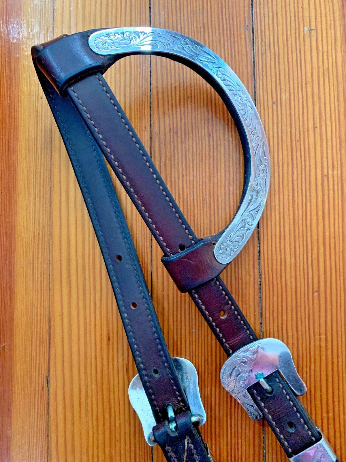 VOGT Sterling Silver Horse Show SLIDING ONE EAR HEADSTALL Leather Western Bridle