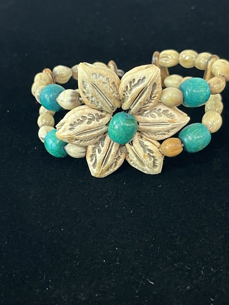 Shell Flower Wrap Cuff Bracelet Boho Retro Handmade
