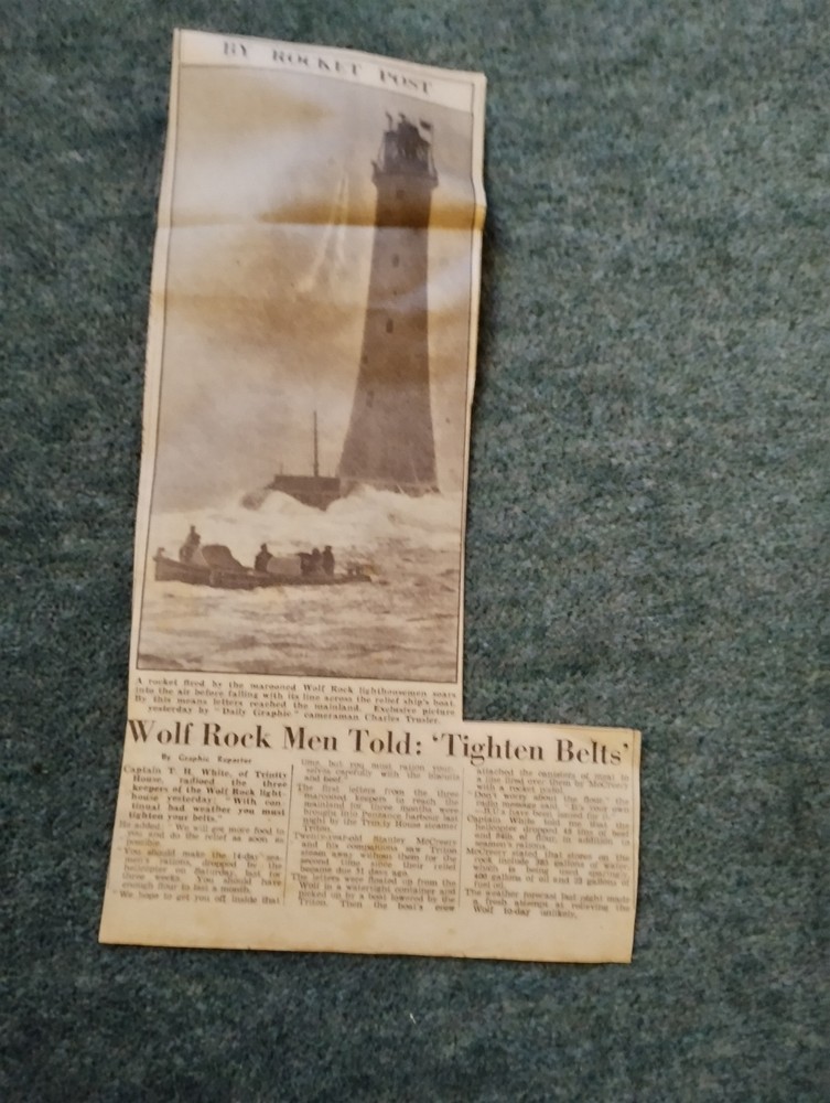 Sk259 Ephemera 1948 Picture Wolf Rock Lighthouse Rocket Post