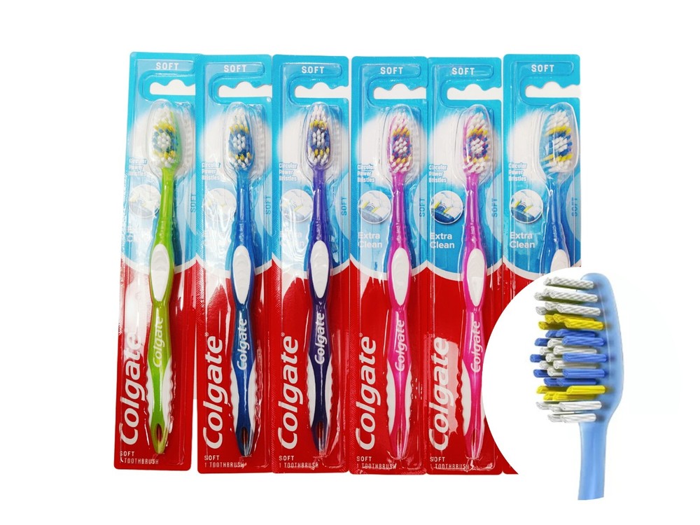 6Pk Colgate Toothbrush Soft Bristles Extra Clean Assorted Colors