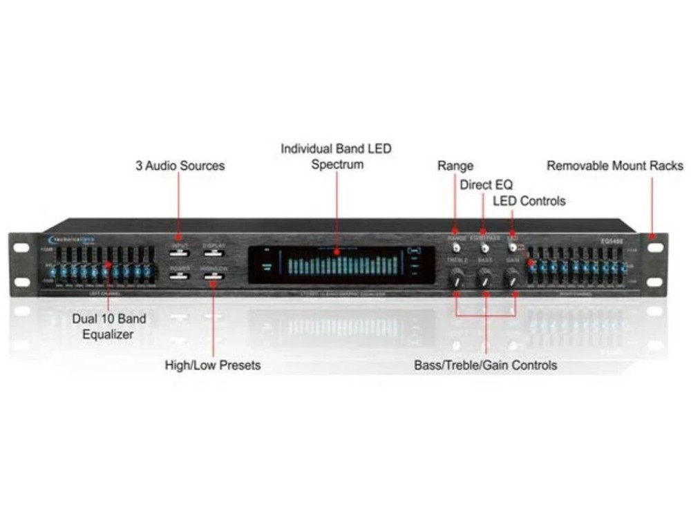 Professional Dual 10 Band Equalizer with Individual LED Indicators
