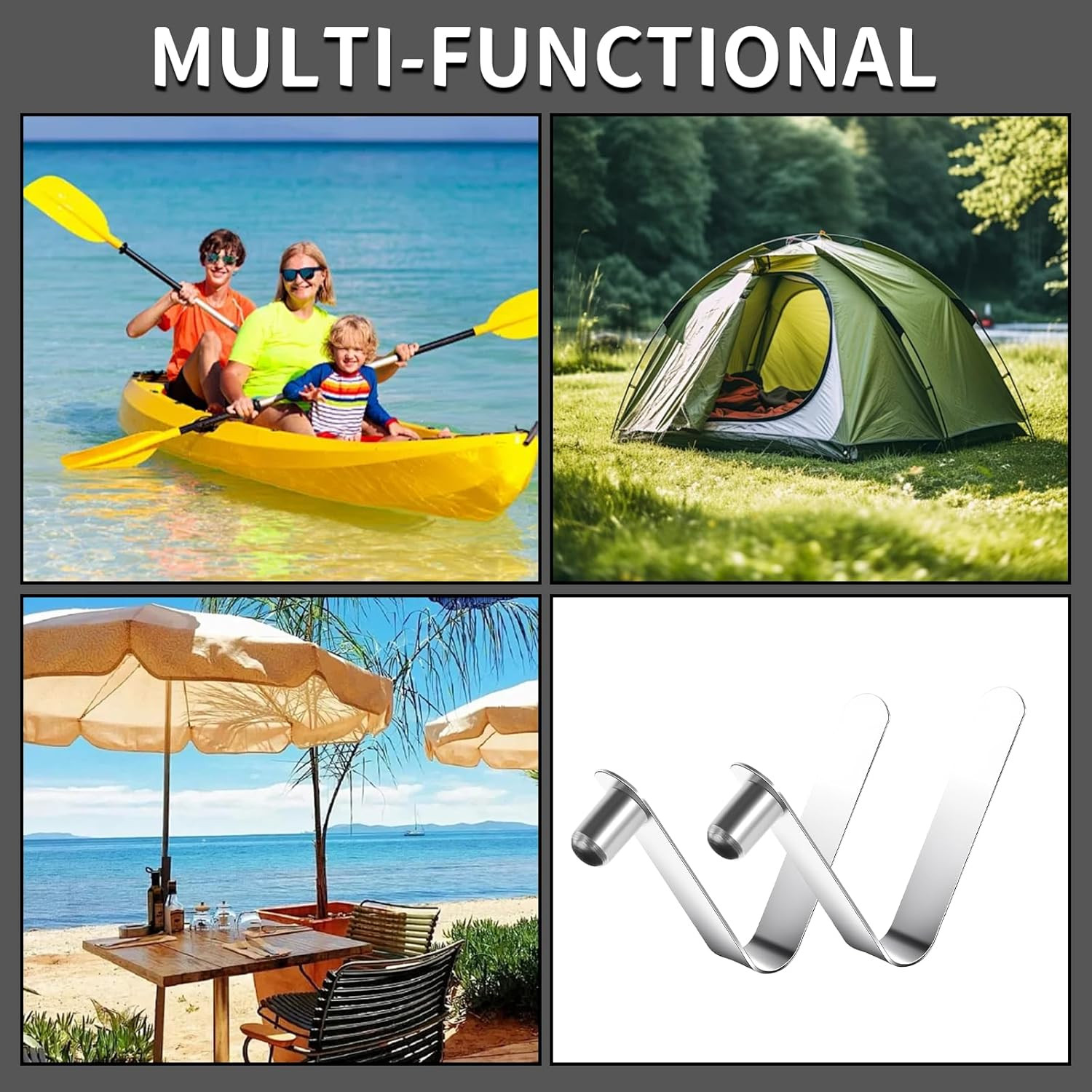 8 Pieces Paddle Spring Snap Clips - Tent Pole Spring Clips, Stainless Steel Push