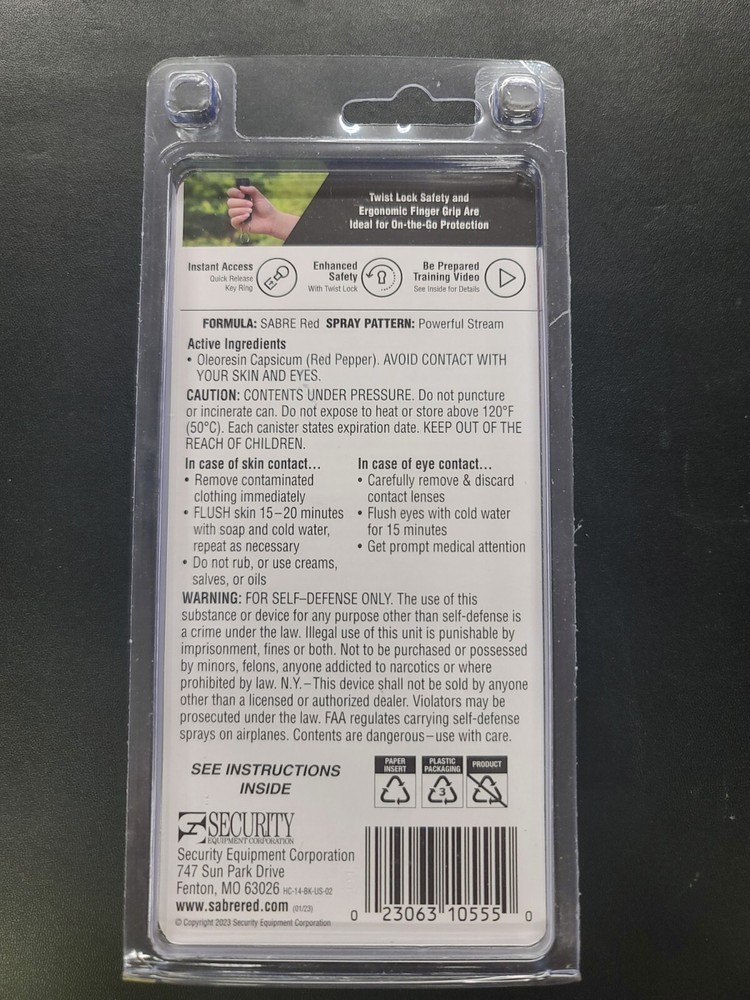 Sabre Pepper Spray With Quick-Release Key Ring For Fast Access From Your Keys