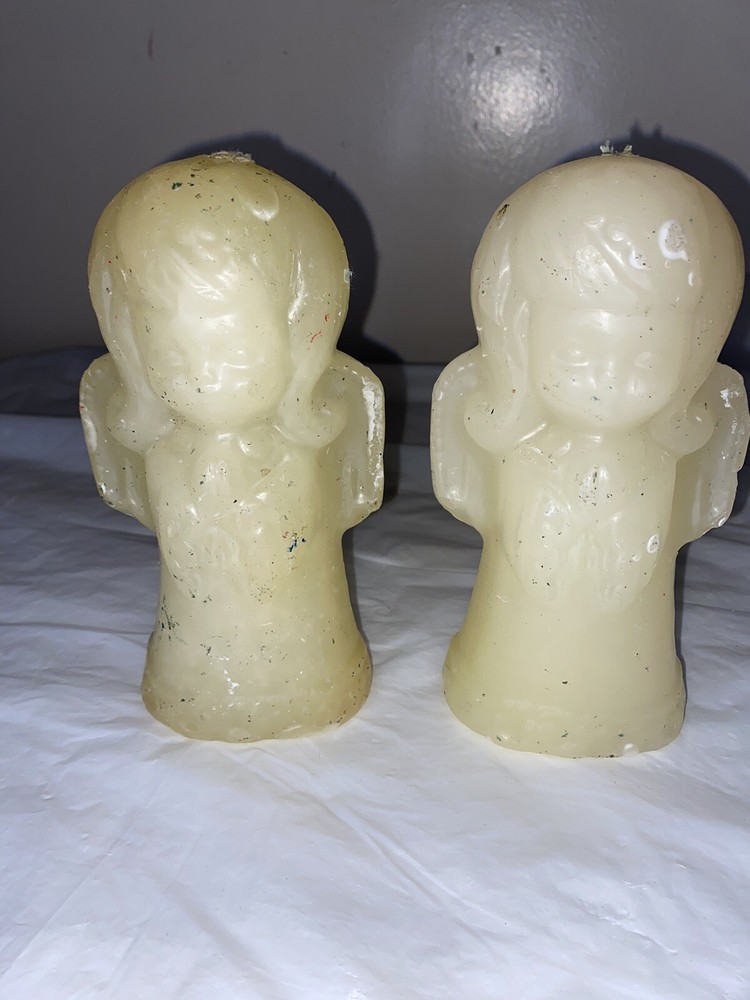 2 Angel white large candles