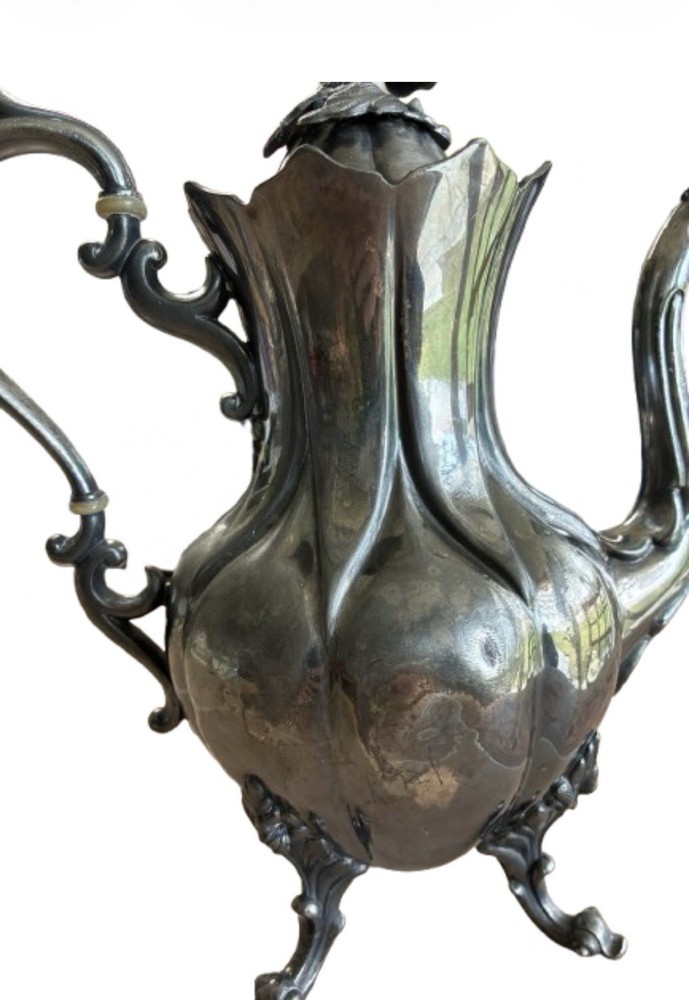 Reed & Barton Victorian Silverplate Coffee Pot Ornate Floral Lid