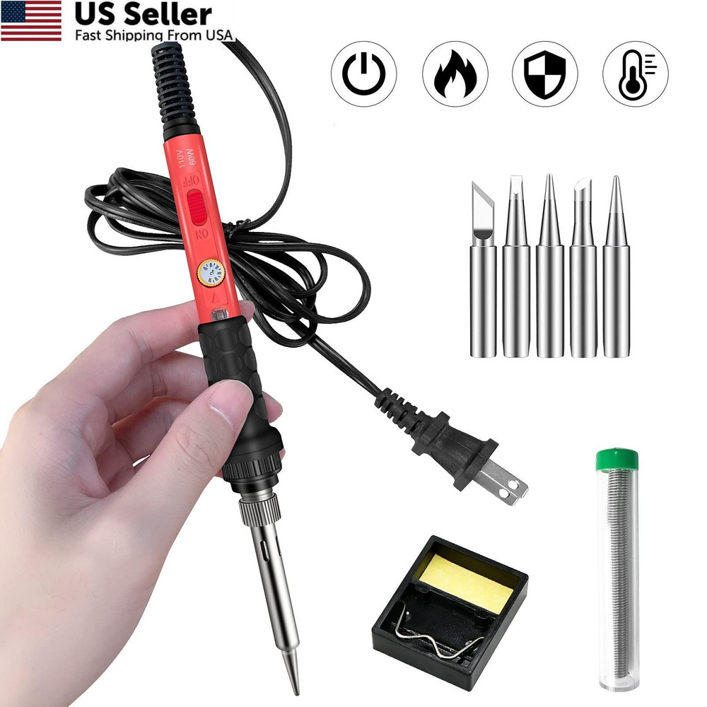 Soldering Kit, 60W Iron, 110V Welding Kit with Ceramic 9-in-1 Basic