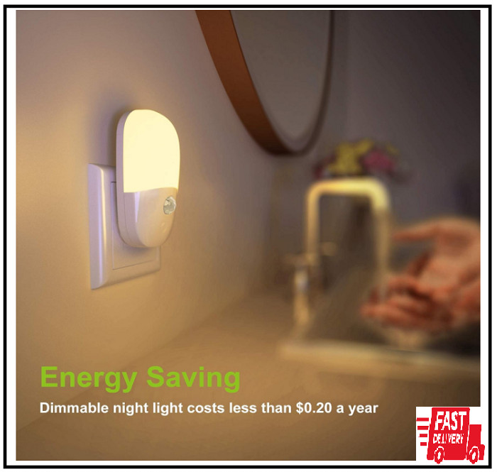 MAZ-TEK Plug in Motion Sensor Dimmable Night Light, Soft Warm White LED,2 Pack