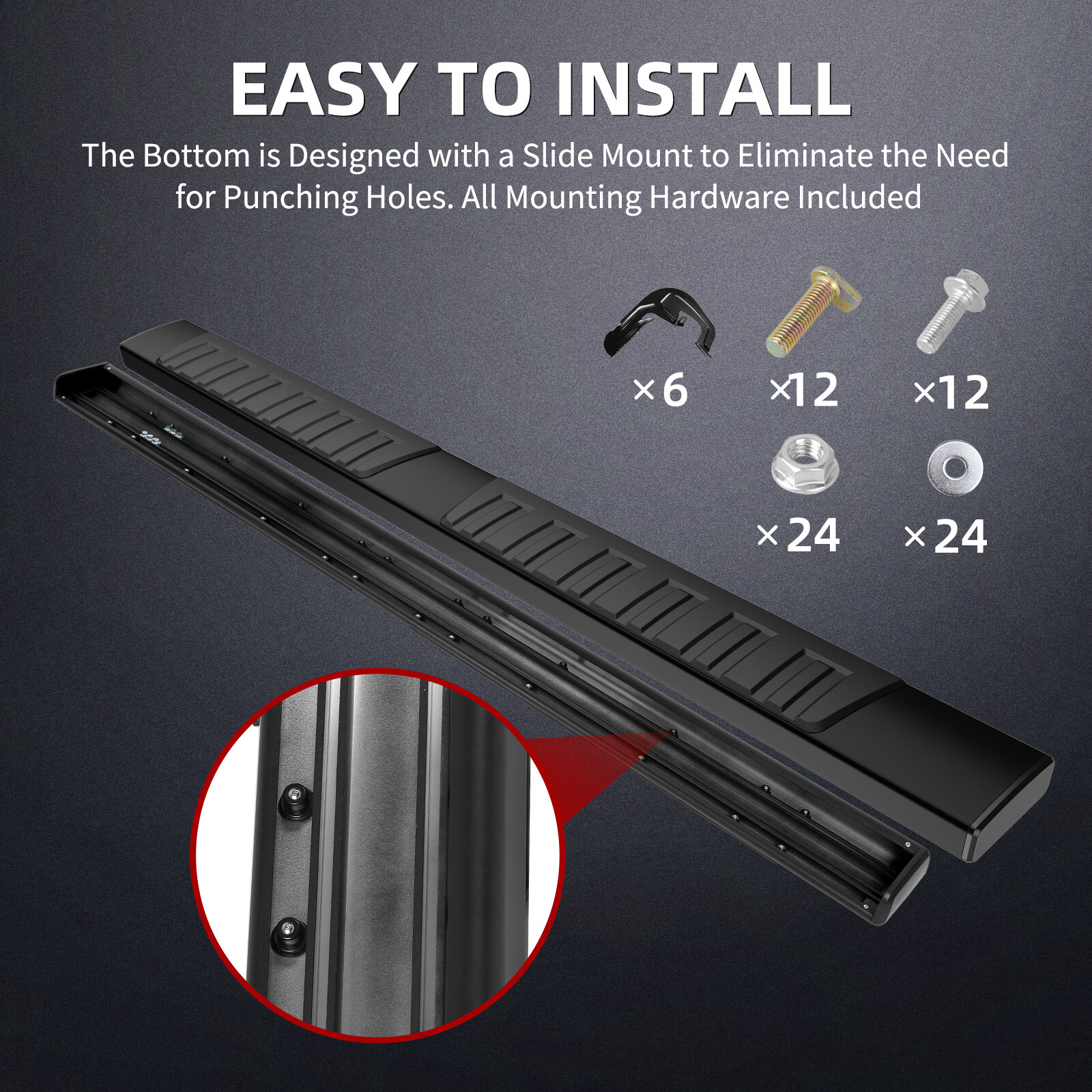 Running Boards for 2009-2018 Dodge Ram 1500 Crew Cab 6" Side Step Nerf Bars BLK