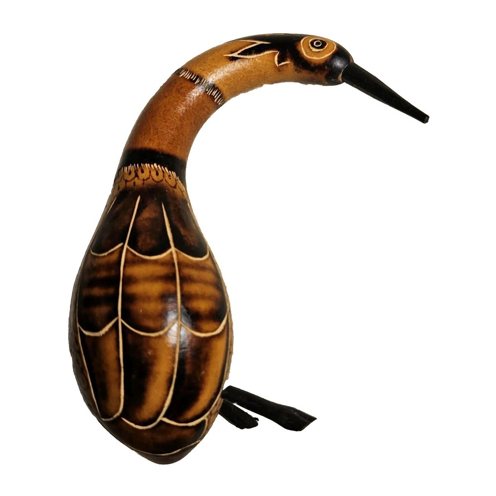 Hand Painted Andean Peruvian Bird Gourd 5 1/2"