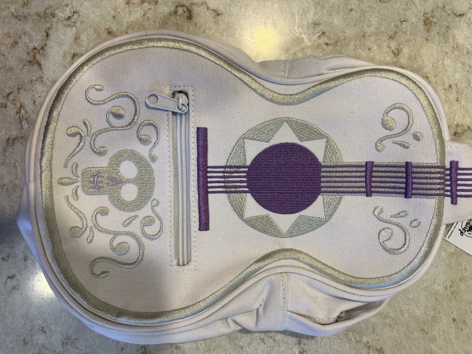 Disney Pixar Coco Movie White Guitar Sling Backpack Canvas Read