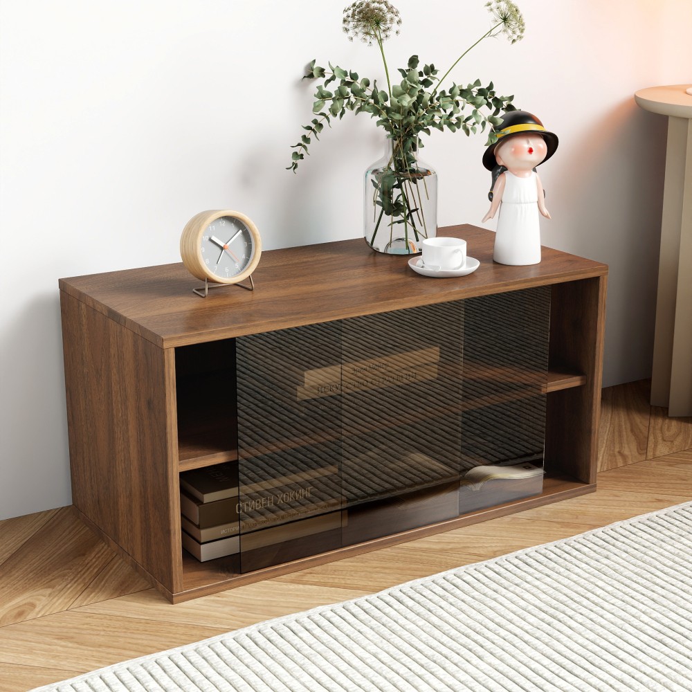 Stackable Wall Mounted Storage Cabinet with Sliding Glass Doors