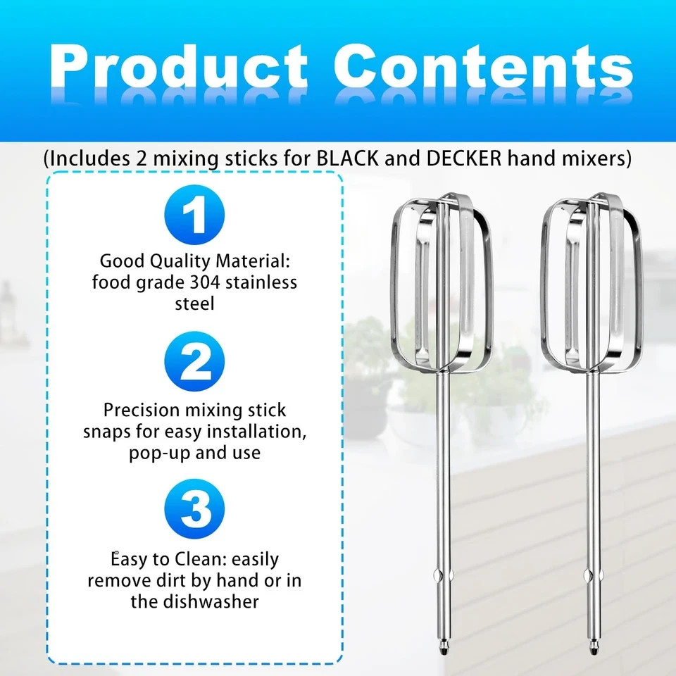 2pcs Hand Mixer Beaters Attachments Compatible with BLACK & DECKER, Universal...