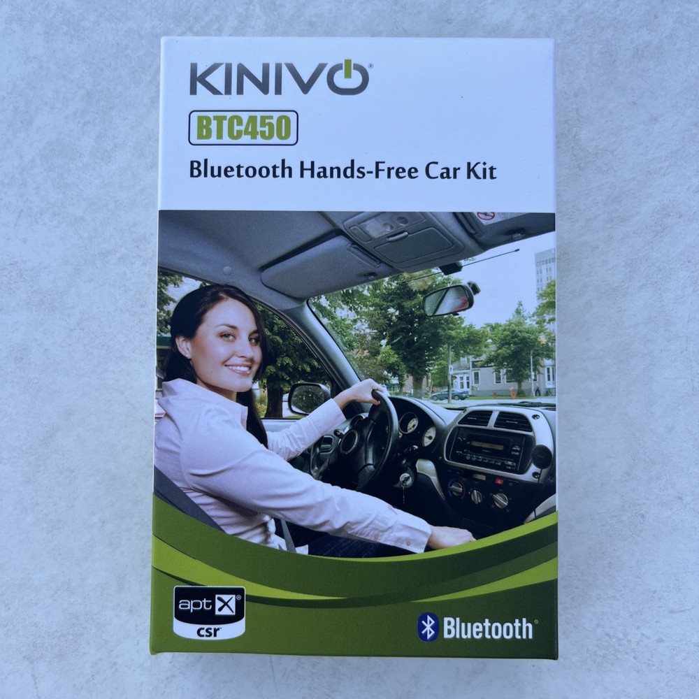 Kinivo BTC450 Bluetooth Car Kit (Hands-Free, AUX Bluetooth Adapter) Sealed Box