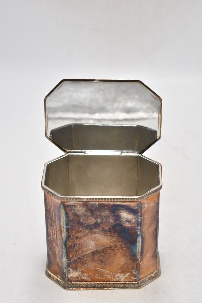 Antique Mappin & Webb Silver Plated Octagonal Tea Caddy