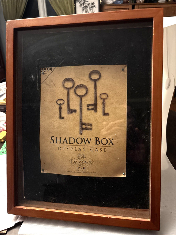 Wooden Shadowbox Display Case With Glass Front For Dimensional Objects/Memorabil