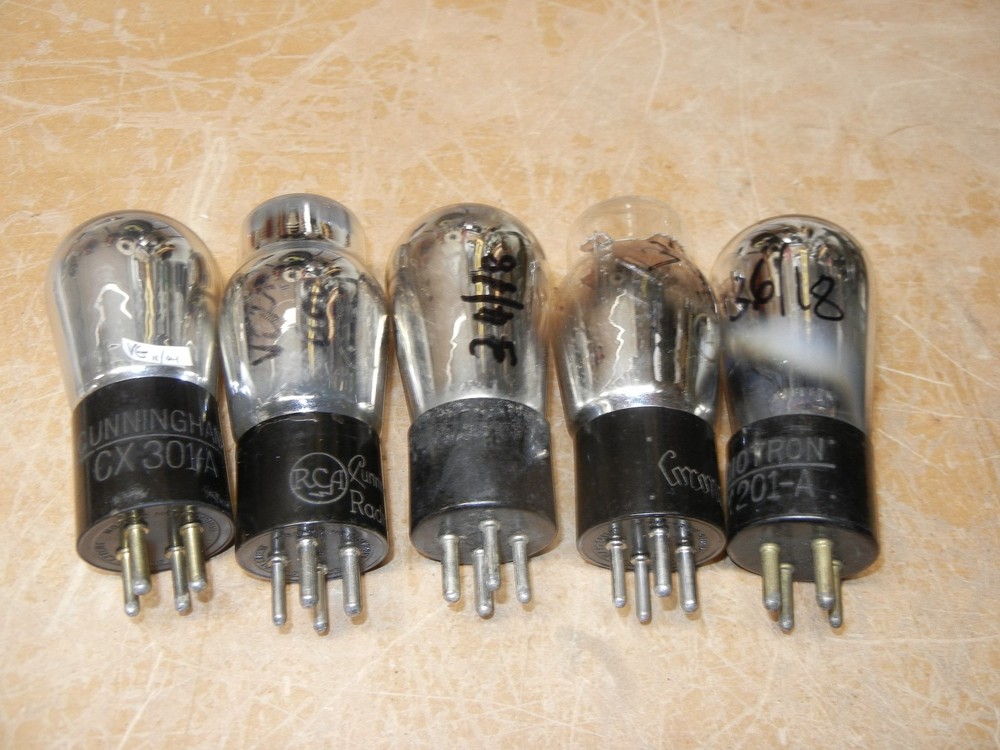 Five strong 1920s -01A tubes, various brands, tested, group5