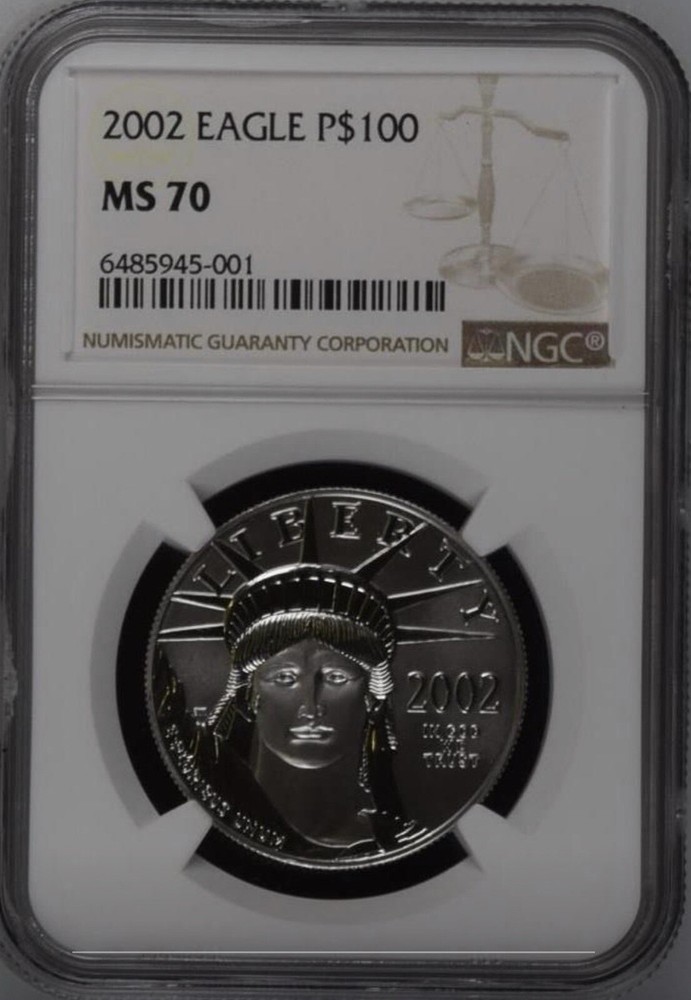 2002 $100 MS70 American Platinum Eagle NGC