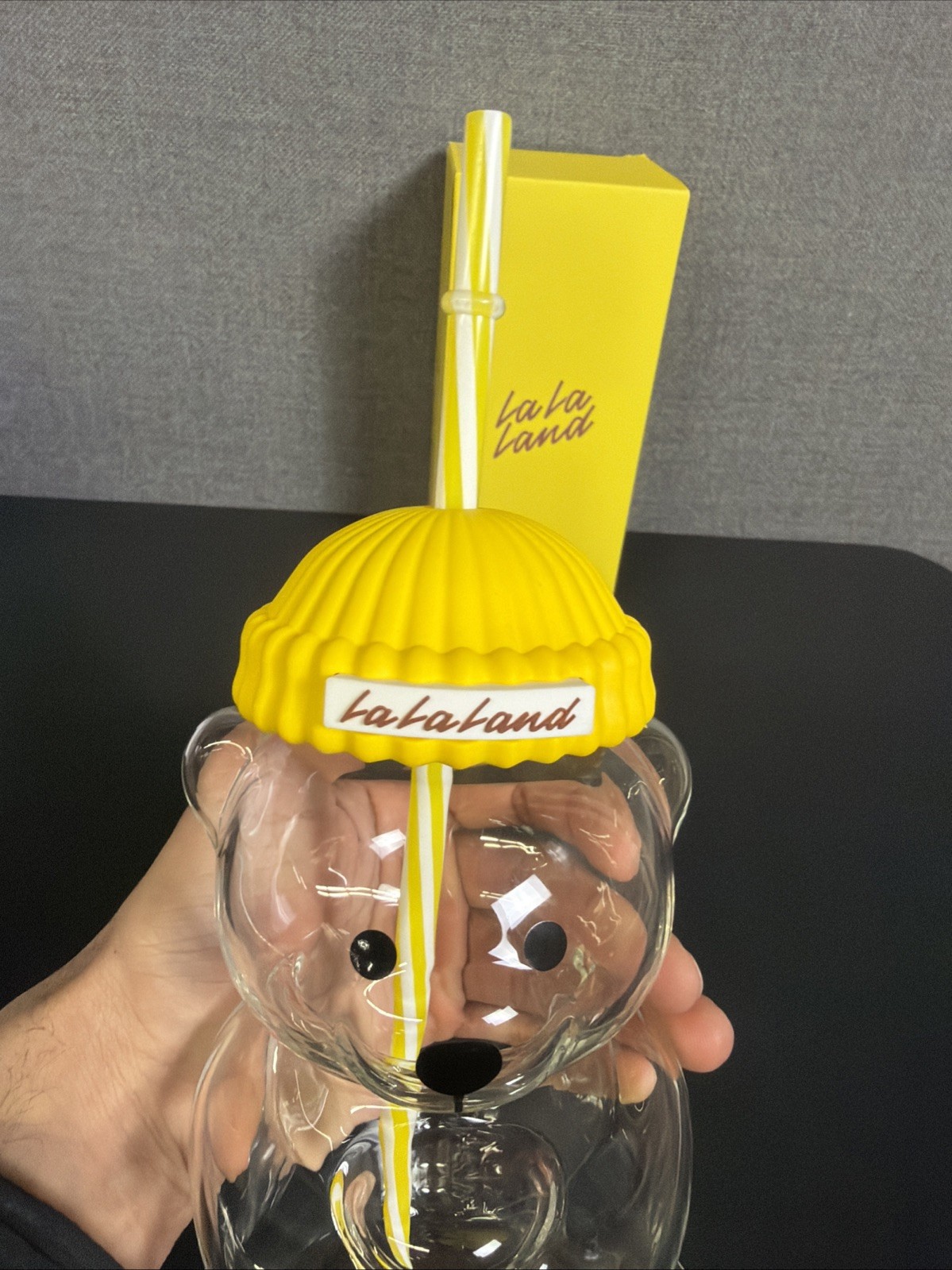 La La Land Kind Cafe Glass Yellow Bear NEW IN BOX