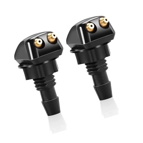 Front Windshield Washer Nozzles, Double Hole Straight Column 2 PCS Black#Style2