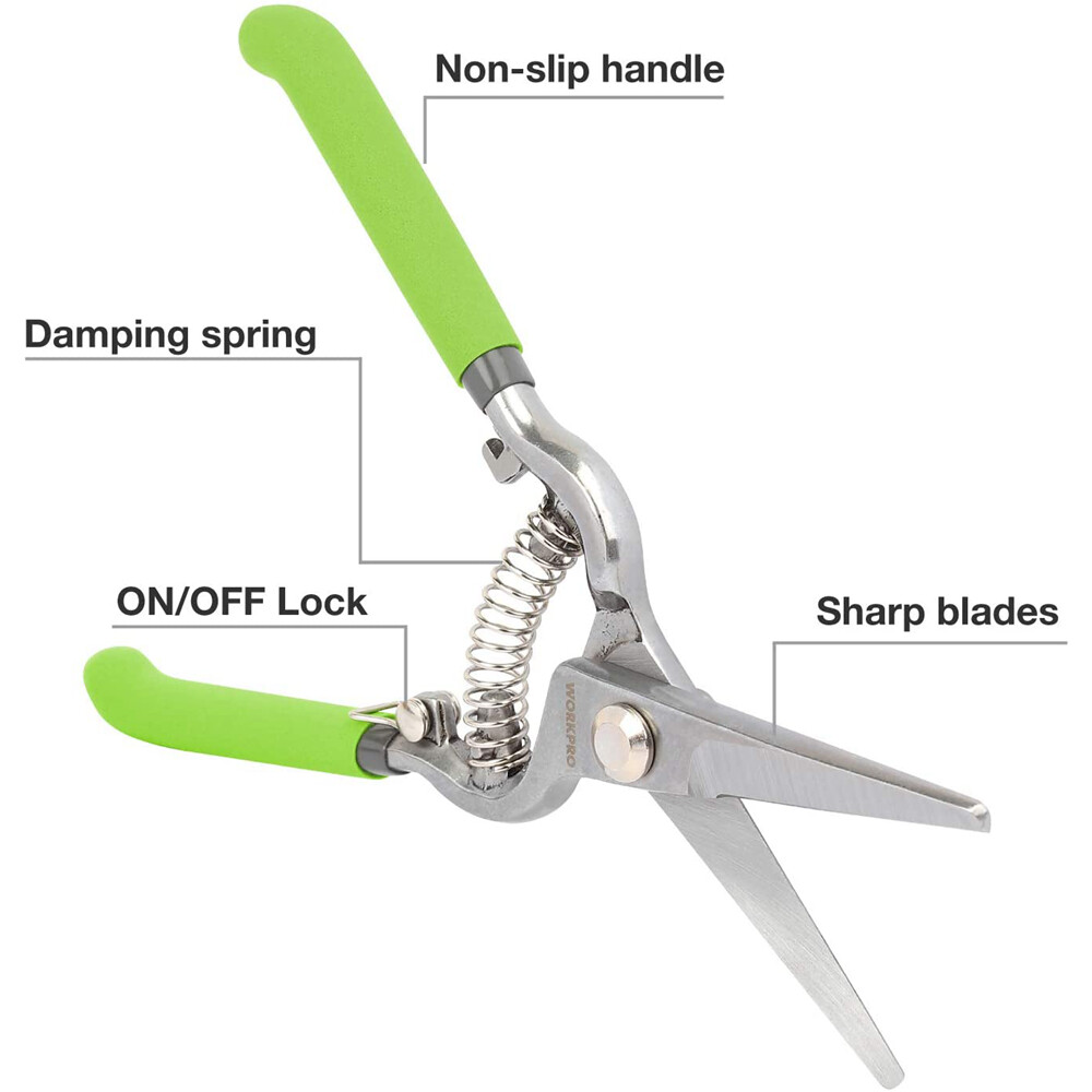 WORKPRO 2PCPruning Shears SetDropForged 8"Bypass Garden Shears&8''Handing Pruner