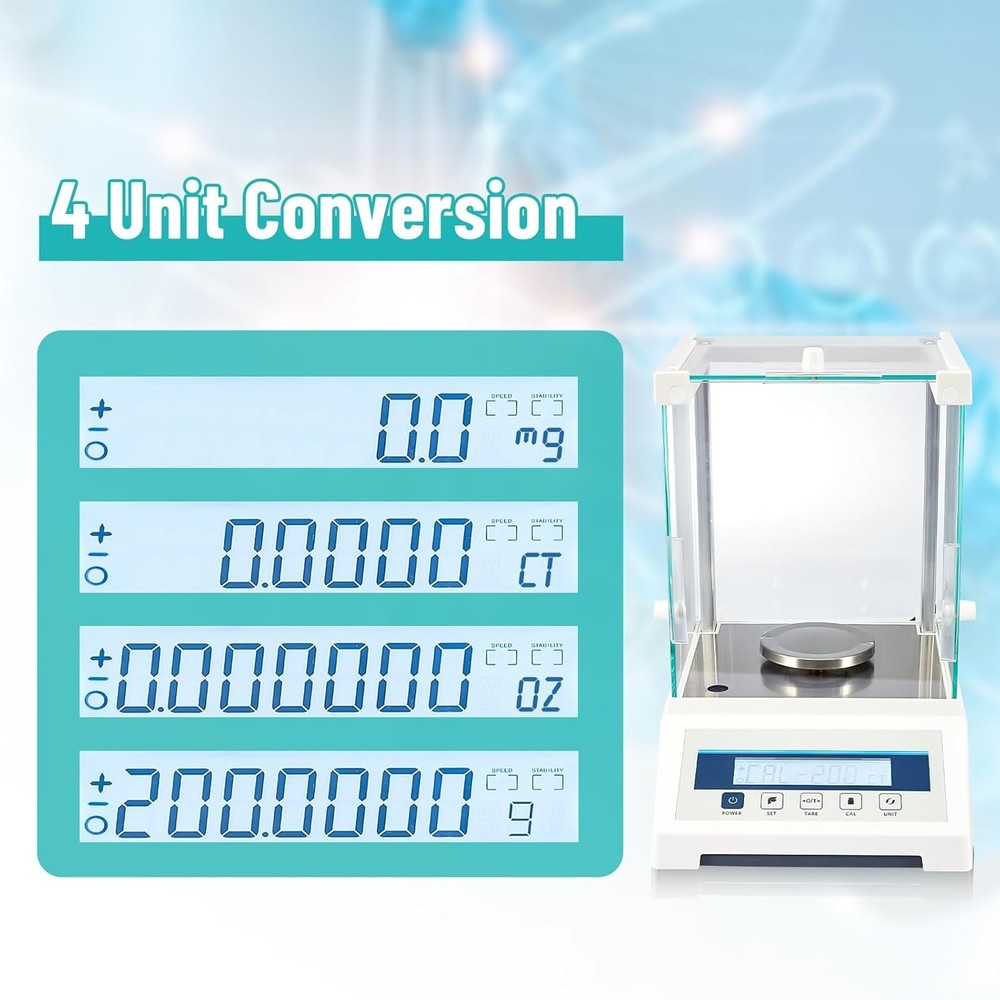 Analytical Balance Lab Scale 220g 0.0001g Precision Electronic Scale LCD Screen