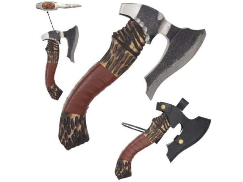 Medieval Warrior Handmade Viking Tomahawk Throwing Axe+Leather Case