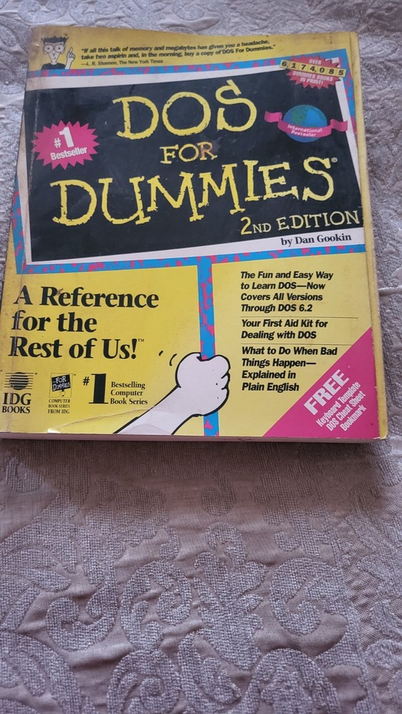 DOS for Dummies 2nd Edition Computer Book Reference Guide Dan Gookin