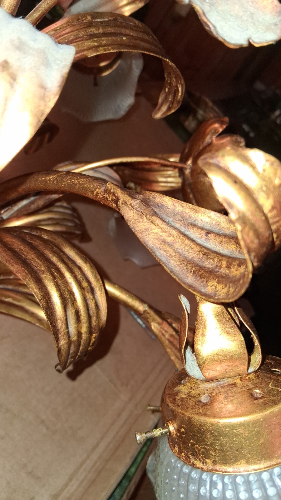 Italian Hollywood Regency Gilt Tole Chandelier 9 Lights (Banci?) Made In Italy