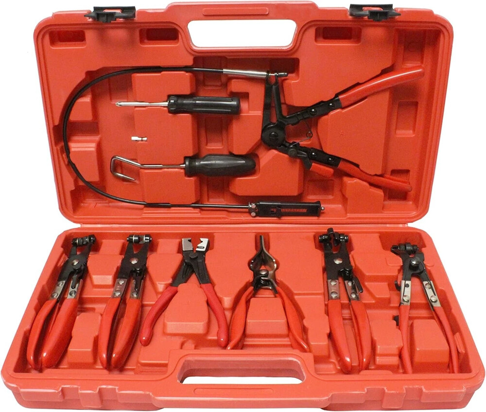 10Pc Hose Clamp Clip Remover Pliers Wire Long Reach Kit Fuel Oil Water Hose Tool